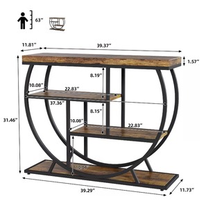 Mesa de Centro Moderna de Estilo Industrial con Superficie de Madera y Estructura Metálica, Mueble de Sala de Estar con Almacenamiento - Product Image 2