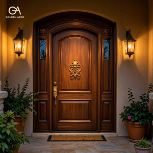 Panel Decorativo Clásico de Madera Sólida para Puerta de Entrada con Paneles Laterales, Directo de Fábrica para Proyectos de Casas Personalizadas GA-38S - Product Image 1