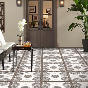 400x400mm Glossy Series Ceramic Floor Tiles Vintage Floral Pattern Digital Printed Indoor Tiles 400x400mm Glossy Ceramic Tiles - Product Image 1