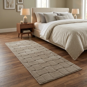 Modern Beige Area Rug Geometric Pile Carpet Floor <b>Mat</b> for Living Room Hallway Bedroom - Product Image 3