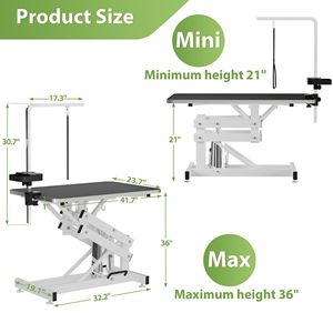 Tavolo Idraulico Professionale per Toelettatura Cani, Robusto, con Piano Antistatico da 21-36 Pollici, Braccioli Regolabili Z-Lift, Copri Guinzaglio, Organizer Porta Attrezzi e Caricatore - Product Image 2