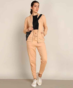 Ensemble de survêtement unisexe en molleton uni à capuche, sweat-shirt zippé et pantalon de jogging, tenue décontractée d'hiver 100% coton respirant - Product Image 3