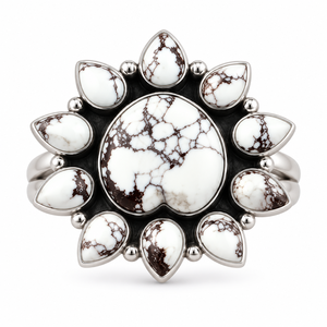 Anillo Ajustable con Borde de Corazón de Turquesa Wild Horse, Estilo Bohemio del Suroeste, Joyería Artesanal con Piedras Preciosas - Product Image 4