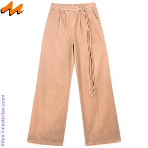 Women's Trousers Loose Fit Casual Party Drawstring Solid Color Wide Leg Summer Washable Mid Waist Full Length Cotton Blend - Product Image 1
