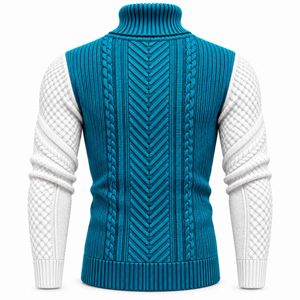 <b>Men's</b> Fashion <b>Turtleneck</b> <b>Sweater</b> Textured Knit Pattern Long Sleeve Apparel Supplier OEM Pattern Sleeve <b>Turtleneck</b> Partner - Product Image 2