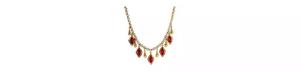 Collana a goccia Navette in vetro rosso immerso oro 14K | 2028 - Product Image 3