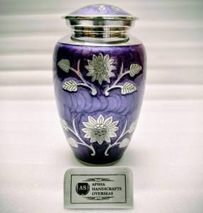 Urna Funeraria de Metal Grabada con Flores Blancas Clásicas para Cenizas de Adultos, Estilo Americano/Europeo - Product Image 6