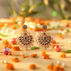 Kempu Chandbali Chandelier Drop Earrings-Ethnic Pearl Studs for Party & Gift - Product Image 2
