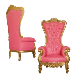 Modern Style <b>Pink</b> Upholstered Throne Chair with Gold Frame One Seat Outdoor <b>Garden</b> Sofa <b>Furniture</b> - Product Image 6