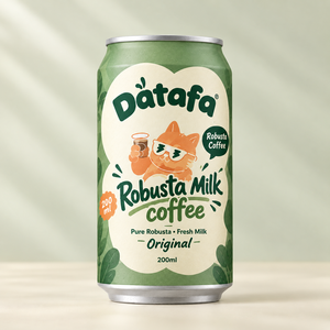 กาแฟโรบัสต้าพร้อมดื่มบรรจุกระป๋อง 200 มล. เครื่องดื่มกาแฟผสมนมสด รับผลิตแบบ OEM ODM - Product Image 1