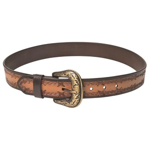 Cinturón de Cuero Trenzado de Lujo Estilo Western con Hebilla Grabada de Vaquero Vintage y Patrón de Herrajes Artesanales - Product Image 1