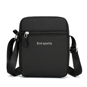 Men Women <b>Mini</b> Oxford Shoulder <b>Bag</b> <b>Black</b> Cordura Fabric Mobile Phone Waist Pack Lightweight Crossbody Adjustable Strap Polyester - Product Image 1