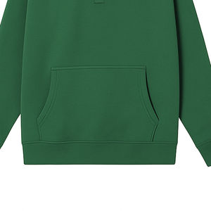 Minimalist Kangaroo Pocket Quarter Zip Sweatshirts Lightweight Fabric Stand Collar Plain Green Color Full Sleeve Sweatshirts - Product Image 3