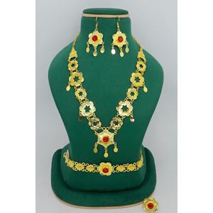 Conjunto de Collar corto chapado en oro de calidad superior de nuevo diseño con pendientes, anillo y pulsera, joyería con acabado fino encantador - Product Image 3