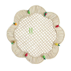 Tendance du moment : Assiettes de présentation écologiques en jonc de mer naturel, style bohème, 35 cm, tissées à la main, pour décoration de table de mariage, festonnées - Product Image 5