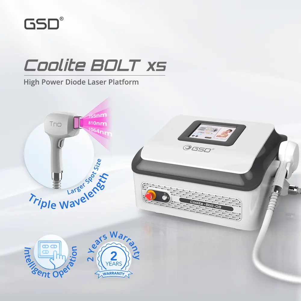 GSD Laser penghilang rambut Diode, Laser penghilang rambut Lumenis portabel 808 Nm, Diode Laser penghilang rambut daya tinggi 405nm