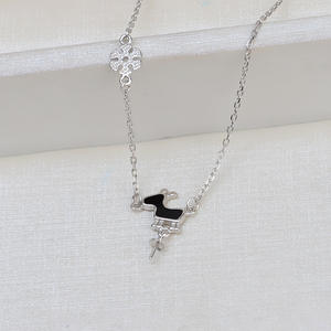 จี้เงินแท้ S925 รูปเขากวาง ประดับมุกเม็ดเดี่ยวขนาด 7-10 มม. พร้อมถาดเปล่าสำหรับงาน DIY รุ่น 1817 จี้แฟชั่น - Product Image 1