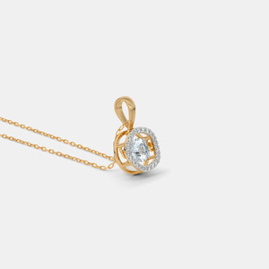 14K Yellow Gold Round Halo Lab Grown Diamond Pendant Necklace - Product Image 5