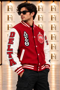 Chaqueta Varsity para Hombre, Chaqueta Clásica Letterman, Cuerpo de Lana, Mangas en Contraste, Parches de Chenille, Botones a Presión, Chaqueta de Béisbol - Product Image 3