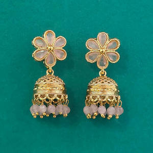 Achetez en ligne des Jhumki antiques de qualité export avec placage or 233094 - Product Image 2
