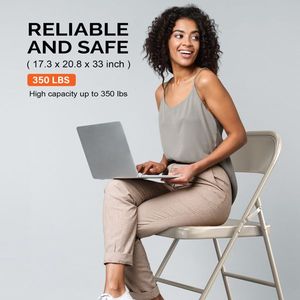Set di 4 Sedie Pieghevoli Portatili con Telaio in Acciaio, Impilabili per Uso Commerciale, Capacità 350 LBS, per Casa, Ufficio ed Eventi - Product Image 6