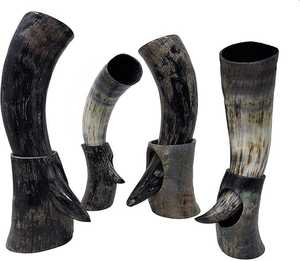 Cuerno para Beber de Estilo Animal Inspirado en Thor, Material Orgánico Ecológico, con Soporte y Estuche de Cuero, Forma Natural para Juegos de Tronos y Mead - Product Image 2