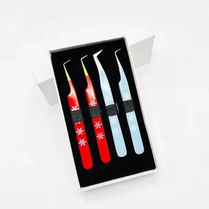 Pinzas de Precisión para Pestañas, Acero Inoxidable, Punta Dentada, Diseño de Copo de Nieve Azul - Product Image 1