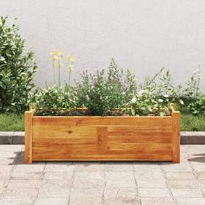 Jardinera Rectangular Grande Elevada en Madera Rústica de Acacia Cálida para Suministros de Jardín - Product Image 1