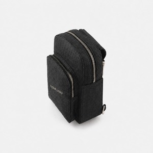 Vintage Minimalist Black Crossbody <b>Bag</b> Arcuate Shoulder Strap Waterproof Organic Leather <b>Multi</b> Functional Interior Zipper Pocket - Product Image 2