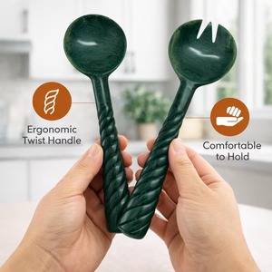 Cuchara para ensalada de resina hecha a mano, juego de cuchara y tenedor de resina para servir ensaladas, para el hogar y la cocina, de la India. - Product Image 4