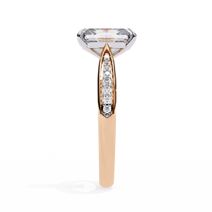 Bague de fiançailles en diamant de laboratoire taille radiant 2,50 carats, en vermeil or 18 carats, avec pont pavé et galerie, pour femme, luxe - Product Image 6