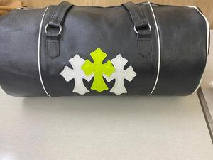 <b>Leather</b> Embroidered Cross Pattern Duffel <b>Bag</b> Large Capacity Zipper Closure Unisex Black and Multicolor Gym Travel <b>Bag</b> - Product Image 4