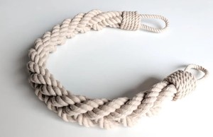 Attache-rideau tressé beige – Attache en coton crème – Décoration neutre - Product Image 4