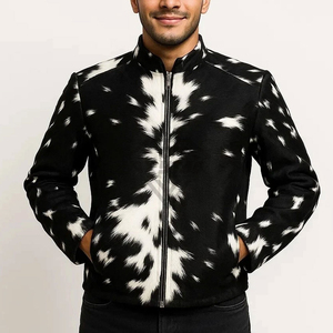 Custom Cowhide Hair-on Leather <b>Jacket</b> for Men Men's Fashion Streetwear Slim Fit Bomber <b>Jacket</b> Genuine Leather Outerwear - Product Image 3