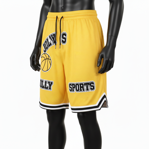 Pantalones Cortos de Baloncesto de Felpa de Algodón Premium de 320 GSM con Lavado Ácido, Estilo Vintage, Color Mostaza, Parche de Chenilla, Logotipo Personalizado - Product Image 4