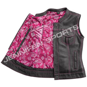 Chaleco de Cuero para Mujer, Chaleco de Motociclista Genuino, Chaleco de Moda para Motociclismo, Ajuste Cómodo y Duradero - Product Image 2