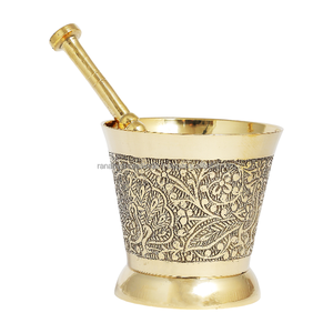 Juego de Mortero y Maja de Latón Ecológico con Diseño Clásico Grabado para Especias y Semillas, Uso Doméstico y Hotelero, Bajo Precio, Proveedor Confiable - Product Image 2