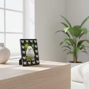 Elegant Handmade Resin Inlay <b>Picture</b> <b>Frame</b> Customizable Size, <b>Black</b> & <b>White</b> Abstract Pattern, Vertical Tabletop Photo Display - Product Image 5