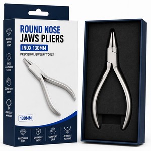 Round <b>Nose</b> Jaws Pliers INOX 130mm Stainless Steel Jewelry Making Tool ZetomedPro - Product Image 6