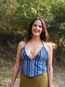 Handmade Blue Striped Cotton Halter <b>Top</b> for Women Boho <b>Festival</b> Clothing Backless V Neck Summer Blouse Handwoven Crop <b>Top</b> - Product Image 2