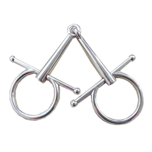 Mors de cheval en acier inoxydable avec sangles en cuir noir et anneaux métalliques, équipement d'équitation - Product Image 4