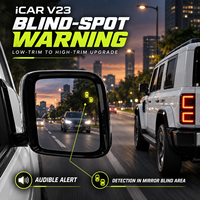 Système d'alerte d'angle mort iCAR V23 avec miroir grand angle blanc, double radar, boîtier de commande spécifique au véhicule, faisceau de câblage et fixation