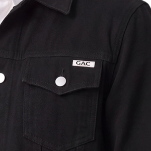 Veste en jean noire pour homme, style workwear, délavée, taille XL, col chemise, boutonnée, manches longues, poches à rabat sur la poitrine, poches latérales, coupe classique - Product Image 5