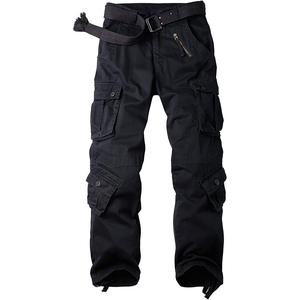 Pantalon cargo en toile décontracté pour homme, coupe ajustée, multi-poches, tissu confortable et foncé, idéal pour le quotidien ou les aventures en plein air - Product Image 1