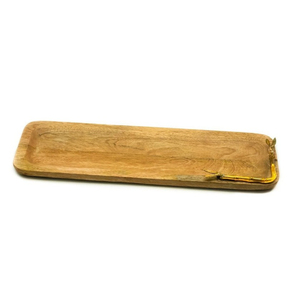 Plateau de service rectangulaire en bois créatif avec poignées uniques en forme de tête de cerf argentée, équipement de restaurant à prix abordable - Product Image 5