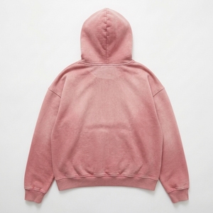 <b>Men's</b> <b>Pink</b> Washed Hoodie Oversized Pullover Streetwear Heavyweight Fleece <b>Sweatshirt</b> Casual Blank Custom Apparel Wholesale - Product Image 2