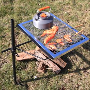 Griglia per falò rotante in acciaio resistente regolabile a 360 gradi per cucinare all'aperto griglia da campeggio portatile per Grill - Product Image 2