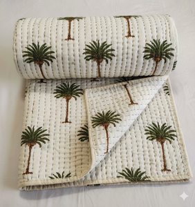Juego de Edredón Moderno con Estampado de Palmeras y Diseño Bordado, Ropa de Cama de Algodón para Todas las Temporadas, Decoración del Hogar - Product Image 6