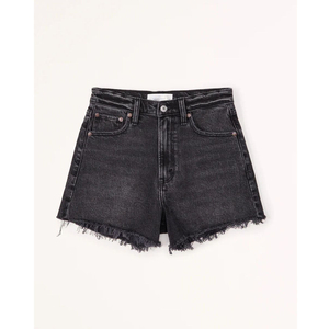 Women's High Waist Distressed <b>Denim</b> Shorts Solid Color Casual Style Regular Fit Summer Cotton Shorts - Product Image 3