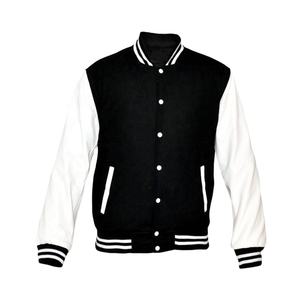 Chaqueta de Invierno para Hombre con Logotipo Personalizado, Holgada, Informal, de Lana Negra, Mangas Blancas, Cuello Alto, Resistente al Viento, de Secado Rápido y Ecológica - Product Image 1